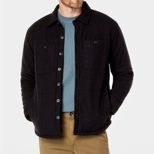 Vince Button Front Sherpa Lined Cozy Soft Black Shacket Pockets size small